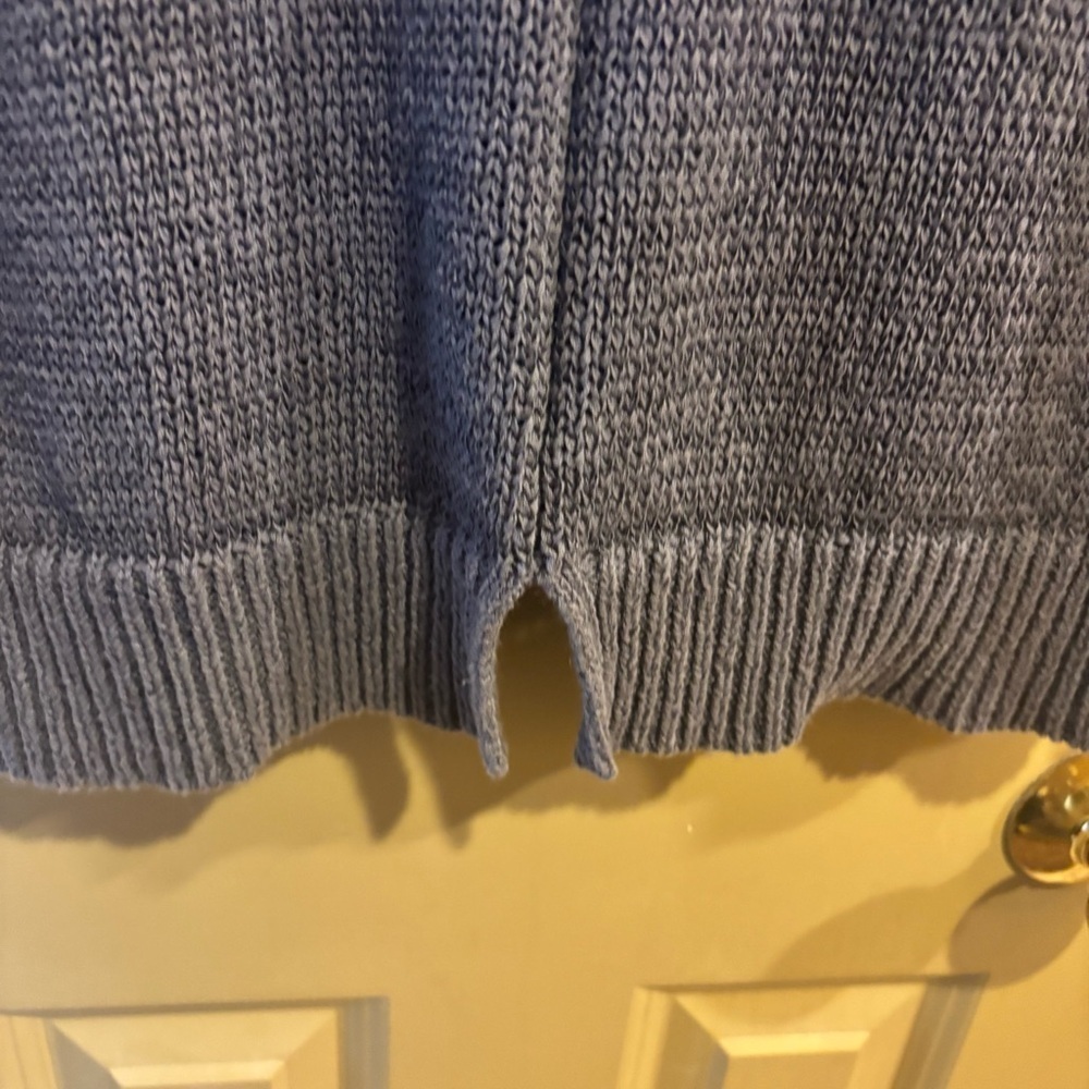 LOFT Heathered Blue Crew Neck Sweater in Ramie & Cotton Size L - Picture 3 of 7
